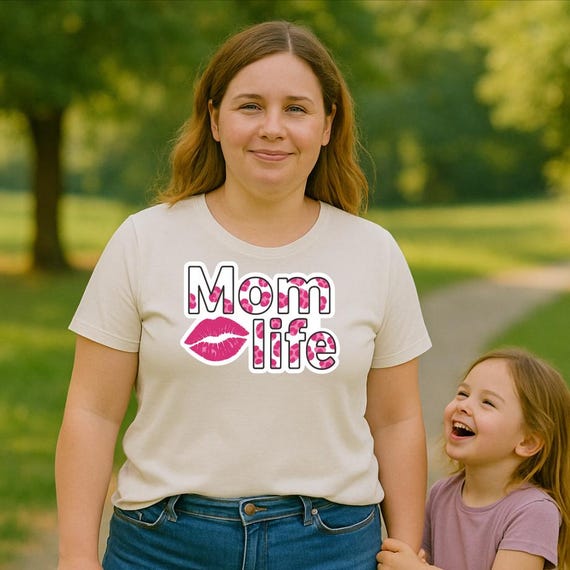Mom Life Iron-On Mom T-Shirt Print Print Iron-On Image Digital Print Kiss Mouth Leo