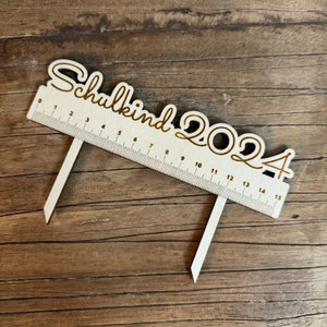 Topper righello scolaretto Topper per torta di ritorno a scuola Topper per torta in legno 2023 Celebrazione dell'iscrizione alla scuola Primo giorno di scuola