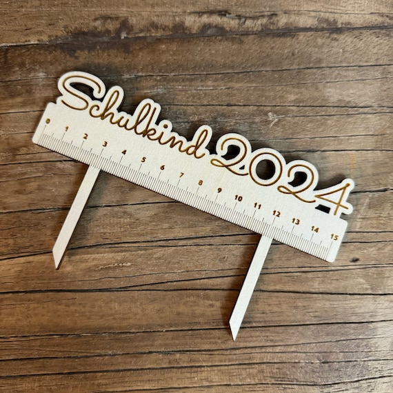 Schoolchild ruler topper back to school cake topper wood 2023 school enrollment celebration first day of school cake cake topper