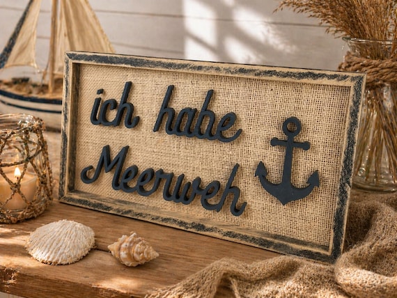 I have a longing for the sea - picture, decoration, wall art, unique coastal anchor, home gift, wall decor, Baltic Sea