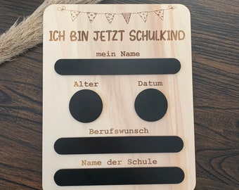 Erinnerung an die Schulzeit Schulanfang Einschulung Deko Beschreibbare Tafel Schulkind Einschulung Foto Deko Holz Kreide Erinnerungstafel