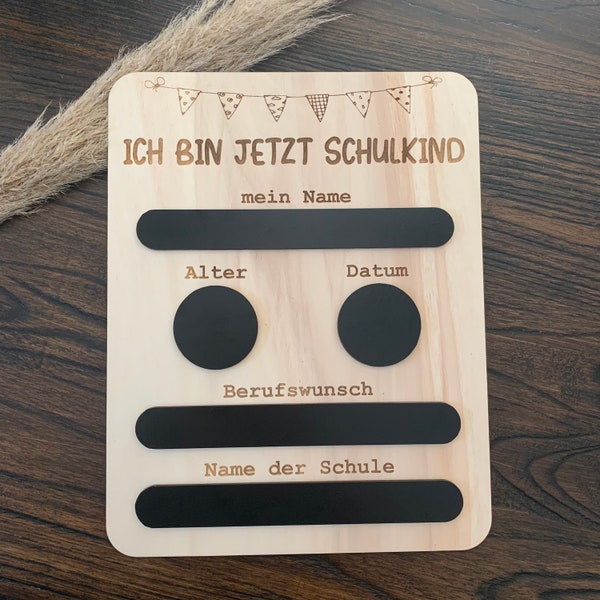 Erinnerung an die Schulzeit Schulanfang Einschulung Deko Beschreibbare Tafel Schulkind Einschulung Foto Deko Holz Kreide Erinnerungstafel