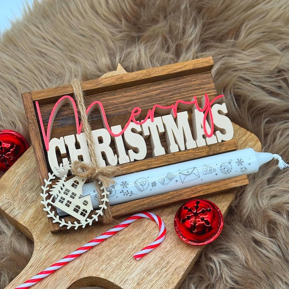 Merry Christmas Gift Set Candle Christmas XMAS Souvenir 3D Lettering Gift Ho Ho Ho