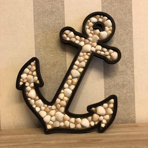 Anchor Mural Decoration Shells Wood Baltic Sea Holiday Sea Gift Home Shabby Chic Wood Decoration Unique