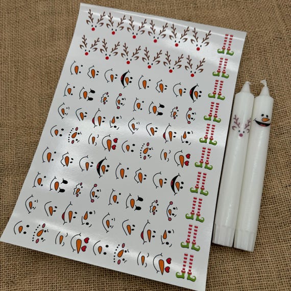 Candle sticker XMAS snowman Christmas candles sticker foil Christmas water slide film candle tattoo Rudolf Merry Christmas reindeer gnome