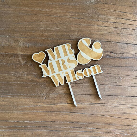 MR & MRS NAME Wedding Caketopper Topper personalized cake topper wedding cake wooden wedding cake cake