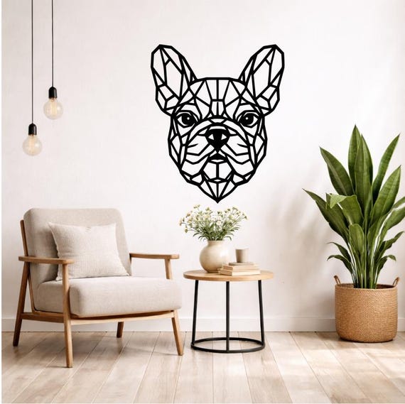 French Bulldog Wall Decor Wood Geometric Silhouette | Modern Animal Wall Decoration Modern Wall Art Black or Colored Pet