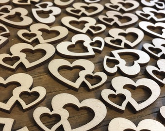 50 x Heart Table Decoration Wedding Decoration Heart Wood Wedding Scatter Decoration Love Party LOVE