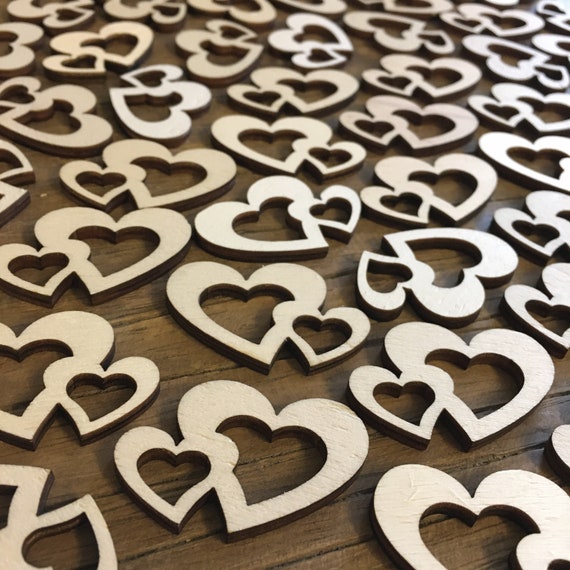 50 x Heart Table Decoration Wedding Decoration Heart Wood Wedding Scatter Decoration Love Party LOVE