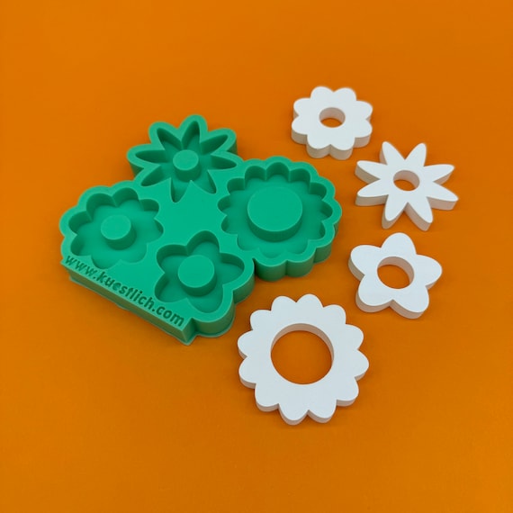 Silicone mold 4x flowers casting mold silicone casting mold decoration concrete mold casting compound gift pendant flowers