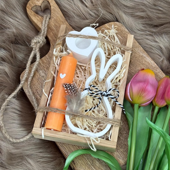 Gift set candles Easter bunny Raysin Easter oak wood bunny Easter festival Easter gift souvenir candle gift candle holder