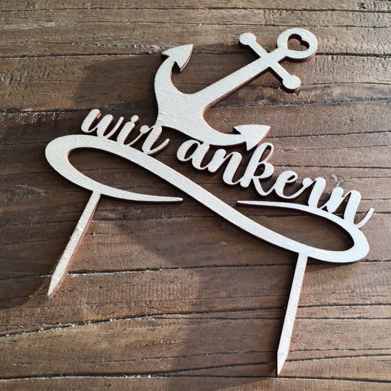 1 x we anchor cake decoration wedding topper cake wooden cake decoration attachment sea