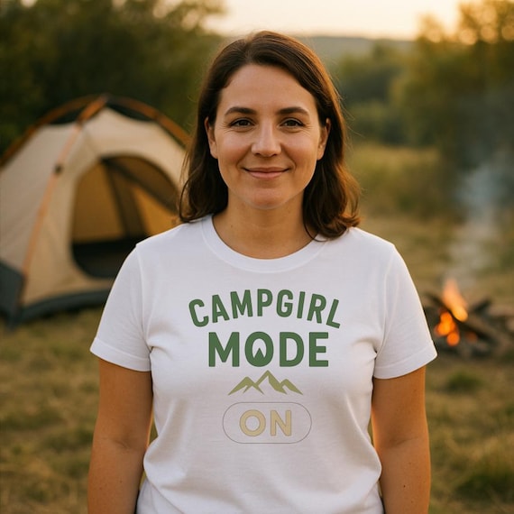 Campgirl mode on iron-on image Mom T-Shirt Print Print Camping Iron-on Summer Beach Retro Image Digital Print