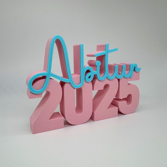 Abitur 2025 decoration lettering gift font decodation pink light blue color selectable 3D graduation