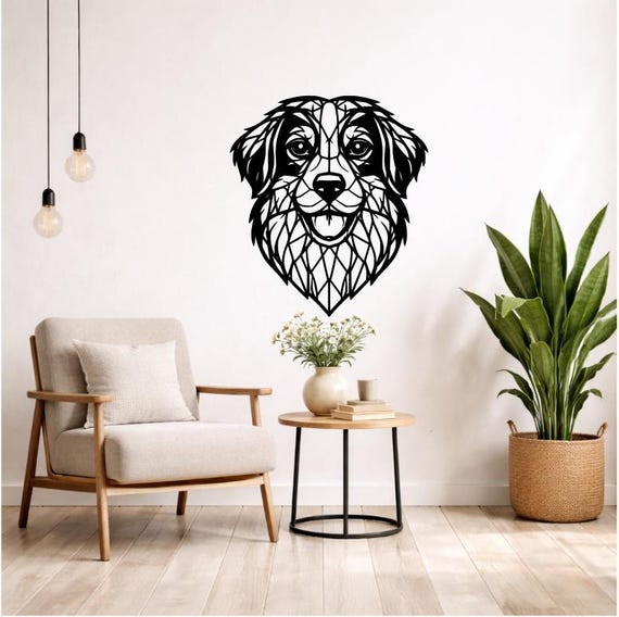 Bernese Mountain Dog Wall Decor Wood Geometric Silhouette | Modern Animal Wall Decoration Modern Wall Art Black or Colored Woodland Animal