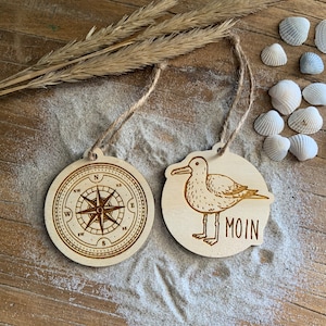 Pendant Maritim Moin Seagull Baltic Sea North Sea Wood Water Lily Set