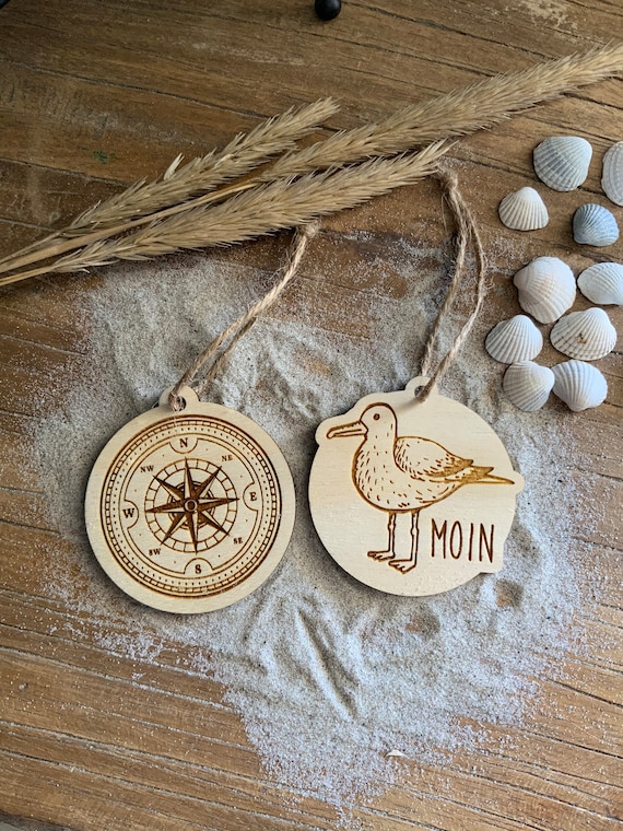 Pendant Maritim Moin Seagull Baltic Sea North Sea Wood Water Lily Set