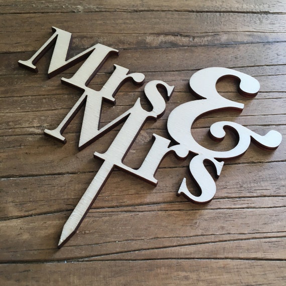1 x Mrs & Mrs cake decoration wedding cake topper cake wooden cake decoration attachment JGA