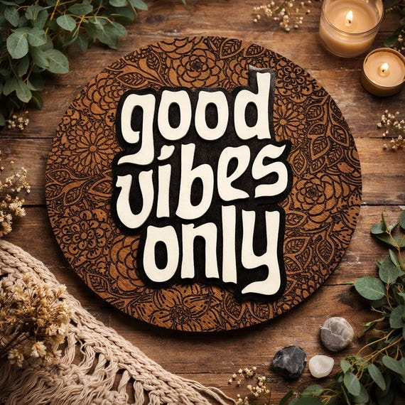 3D GOOD VIBES ONLY Wooden Wall Art Peace Love Wall Home Picture Good Vibrations Floral Ornaments Flower Power