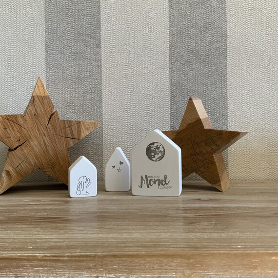 Little house set of 3 house hygge bunnies to the moon love raysin gift idea diy