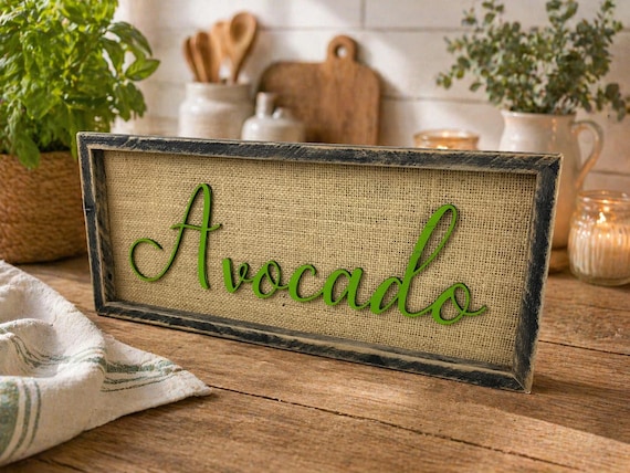 Avocado picture, kitchen decorative picture, wall picture, home kitchen decor, wall decoration, wood, gift, shabby chic