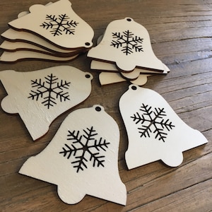 10 x Bell Pendant XMAS Christmas Wood Christmas Tree Decoration Tree Jewelry Snowflake