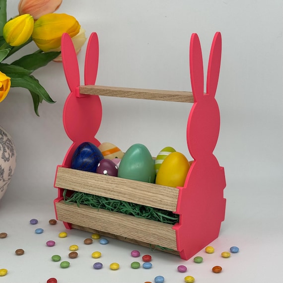 Cute colorful Easter basket, Easter nest, bunny, gift for children, basket for egg hunt, Easter bunny basket, souvenir, Easter gift, 3D gift basket