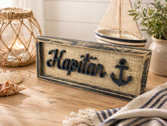 Captain wall art, maritime picture, wooden decoration, Baltic Sea, gift, wall decor, home, North Sea