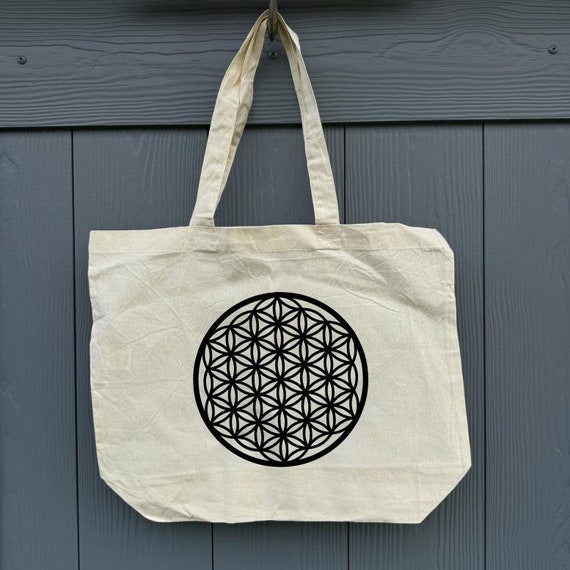 Bag XL Shopper Tote Bag Flower of Life Beach Bag Cotton Market Bag Gift Personalized Shopping Bag Pouch om