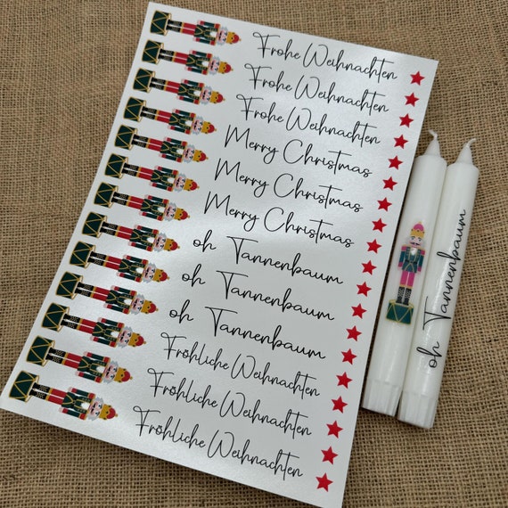 Candle sticker XMAS Christmas candles sticker foil Christmas water slide film candle tattoo Advent Merry Christmas stars nutcracker