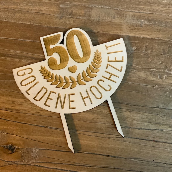 Topper golden wedding anniversary wedding caketopper topper cake cake topper wood