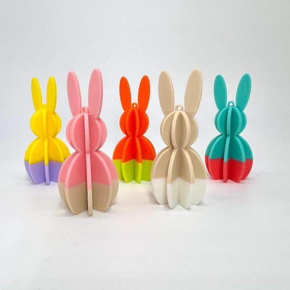 Easter Bunny Pendant Decoration, Colorful Bunny, Easter Tree, 3D Printed Bunny, Spring Decoration Set, Individual Neon Gift, Home Souvenir