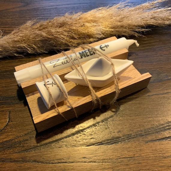 Maritime maritime decoration set gift gift set paper ship sailboat candle sea anchor oak wood raysin mold artificial 2023 thank you
