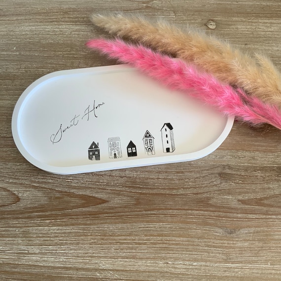 Tray Plate Decoration Raysin oval Coaster White Decorative Plate House Cottage hygge Sweet Home Gift
