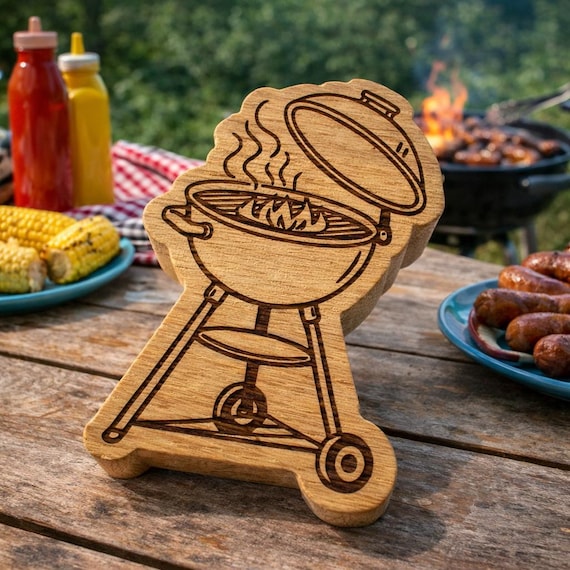 Bottle opener, wooden grill, kettle grill gift, grill for men, BBQ gift, Father's Day gift, barbecue party accessory, engraved bottle opener