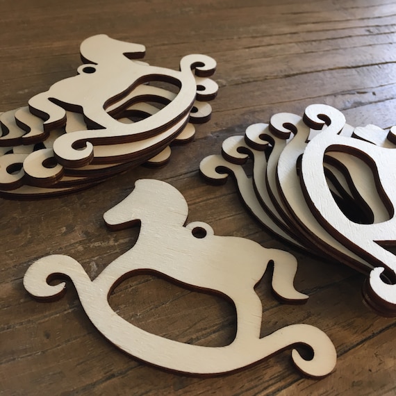 10 x rocking horse pendant wooden Christmas XMAS Christmas tree decoration