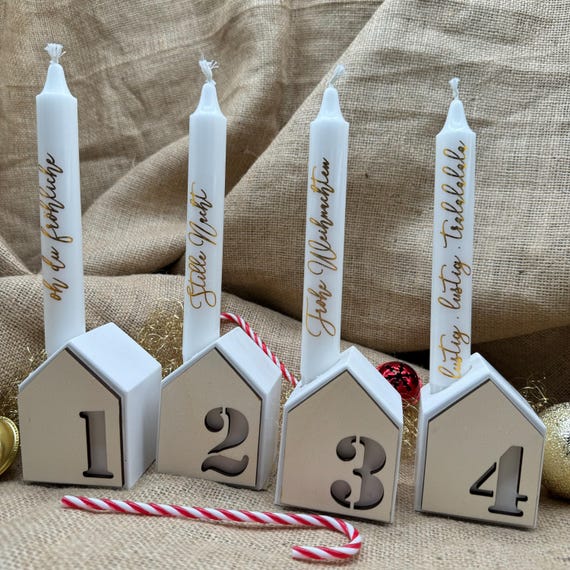 Houses Candles Advent Advent wreath 1 2 3 4 wooden panel set Chistmas XMAS Christmas candle holder candlestick decoration without candles