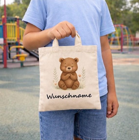 Bear Kindergarten, Personalized Bag, Change of Clothes, Gym Bag, Jute Bag, Spot Bag, Tote Bag, Fabric Bag, Printed Design