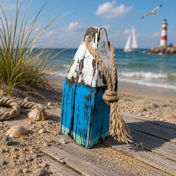 Wooden buoy, maritime decoration, beach, Baltic Sea, moin, decoration, wooden buoy, sea, seafaring, swimmer, beach house, North Sea, terrace, holiday flair, lake