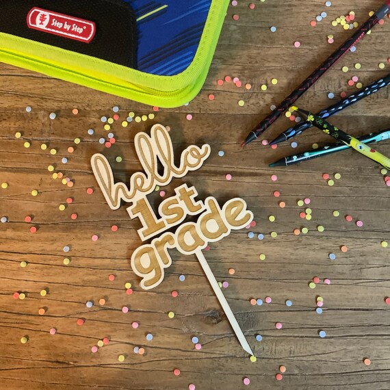 Topper cake topper school enrollment First day of School 1st grade hello school enrollment school child cake topper