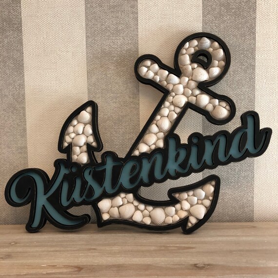 Küstenkind decoration picture maritime wood shabby chic Baltic Sea sea decoration home sign shells
