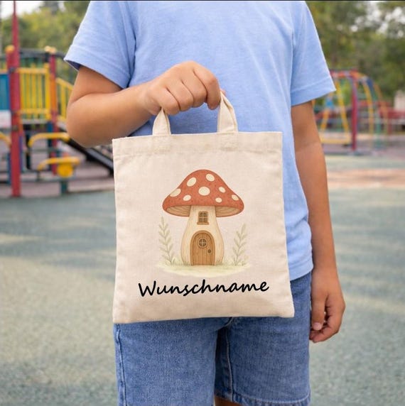 Mushroom Kindergarten, personalized bag, change of clothes, gym bag, jute bag, sports bag, tote bag, fabric bag, printed design