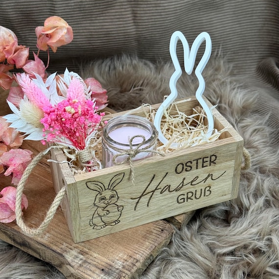Gift Basket Easter Candle Easter Bunny Greeting Gift Wooden Box Basket Gift Wrapping Bunny Souvenir