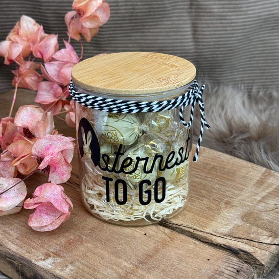 Glass Easter nest to go gift Easter Easter bunny storage jar empty decoration with lid Easter gift