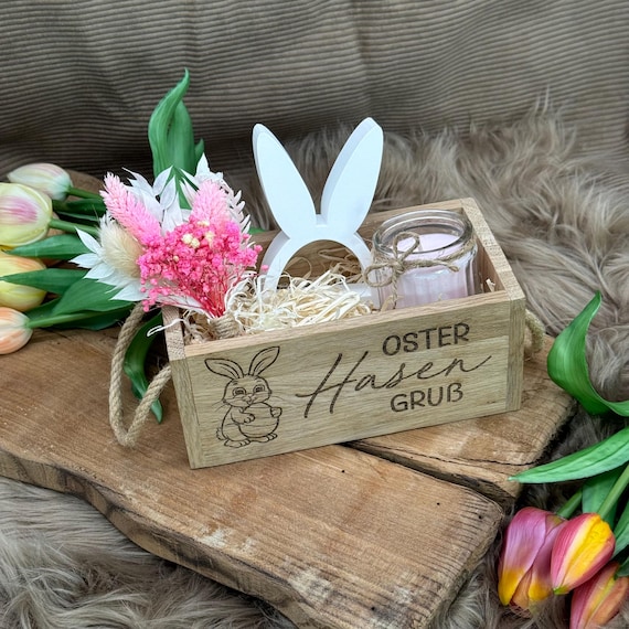 Gift Basket Easter Candle Easter Bunny Greeting Gift Wooden Box Basket Gift Wrapping Bunny Souvenir