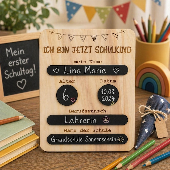 School memories, first day of school, decorations, writable chalkboard, schoolchild, first day of school photo, decorations, wood, chalk, memory board