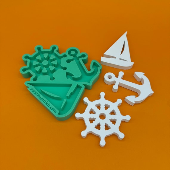 Silicone mold anchor ship steering wheel casting mold silicone casting mold maritime concrete mold casting compound sea gift pendant