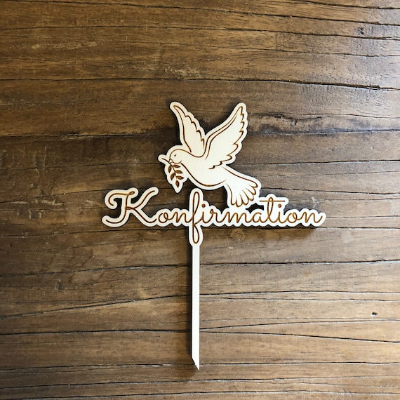 Confirmation Caketopper Church Celebration Festival Wooden Cake Topper Cake Topper Cake Topper Dove