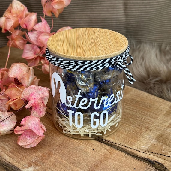 Glass Easter nest to go gift Easter Easter bunny storage jar empty decoration with lid Easter gift