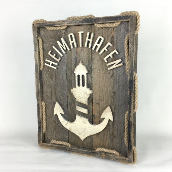 maritime picture anchor home port mural lighthouse decoration Baltic Sea maritime wood Home